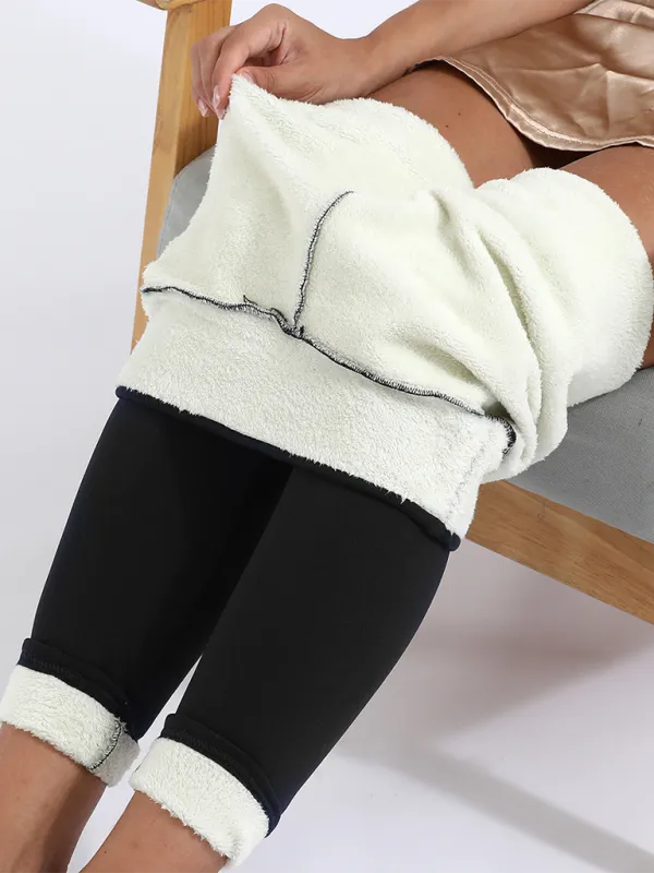 Zainab Plush Tights Warm Pants Lamb Fleece Thickened Stretch Leggings