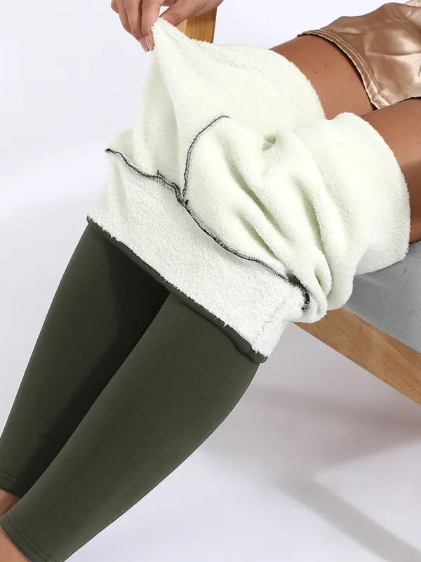 Zainab Plush Tights Warm Pants Lamb Fleece Thickened Stretch Leggings